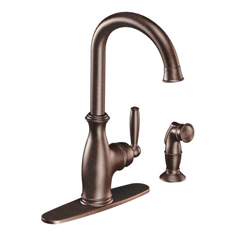 Moen Brantford High Arc Single Handle Standard Kitchen Faucet With Side Sprayer In Oil Rubbed