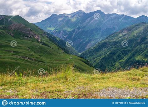 Green Meadow And Mountainsides Along Grossglockner High Alpine Road