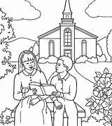 Coloring Church Frontyard Reading sketch template