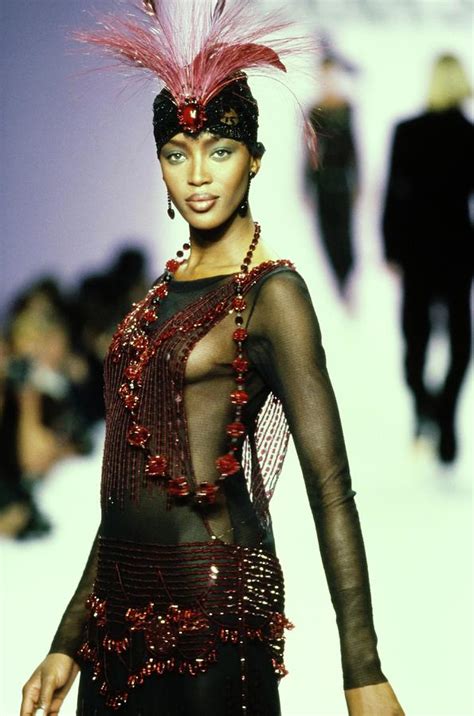 Naomi Campbell On A Runway For Anna Sui Photograph By Guy Marineau Pixels