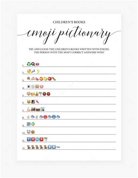 Simple Emoji Pictionary Baby Shower Game Printable Free Printable Images