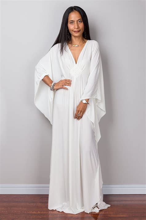 Kaftan Off White Kaftan Maxi Dress Handmade Loose Fitting Etsy