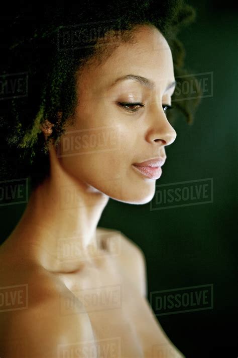 Nude Mixed Race Woman Smiling Stock Photo Dissolve