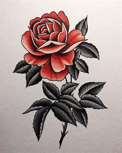 Pin By Tattoo Splendor On Old School Flash Traditional Rose Tattoos