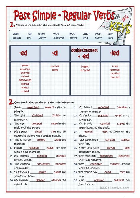 SIMPLE PAST REGULAR VERBS English ESL Worksheets For Distance Learning And Physical