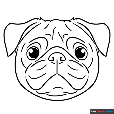 Pug Face Coloring Page Easy Drawing Guides