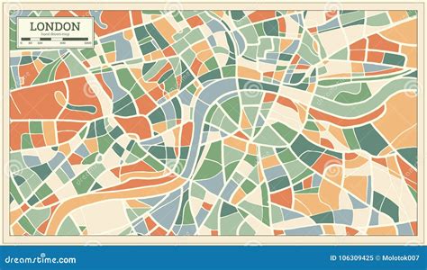 London England Map In Abstract Retro Style Stock Vector Illustration