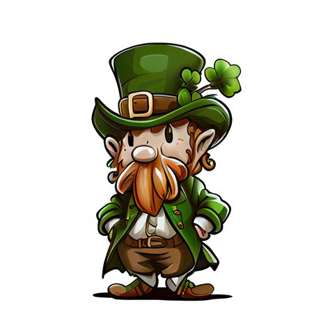 Free Cute Leprechaun Saint Patricks Day Irish Cartoon And Four Leaf