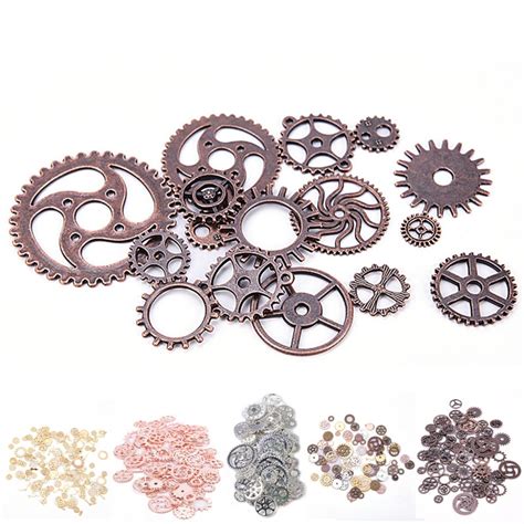 Mixed 100g Alloy Metal Vintage Steampunk Gear Charms Jewelry Findings