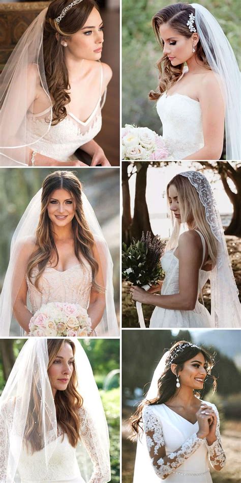 42 dreamy wedding hairstyles that look stunning with veils bridal hair down with veil wedding