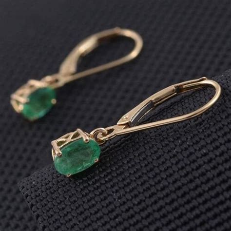 Natural Emerald Stud Earrings Yellow Gold Earring Dangling Etsy