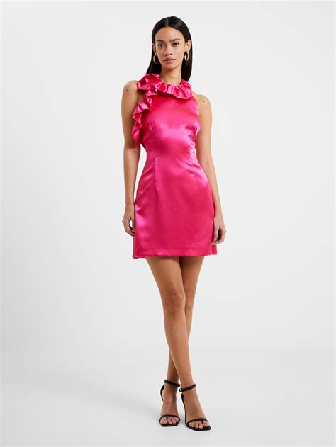 Adora Satin Mini Dress Fuchsia French Connection Us