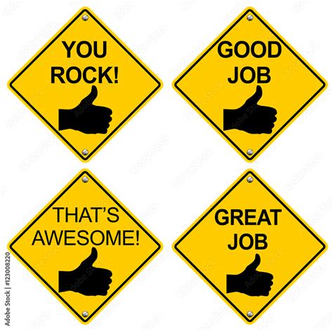 You Rock Good Job Thats Awesome Great Job Road Signs Isolated On
