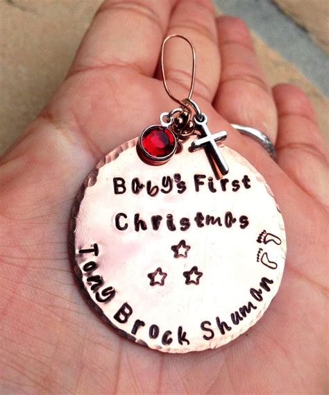 Babys First Christmas Ornament Hand Stamped Personalized Etsy
