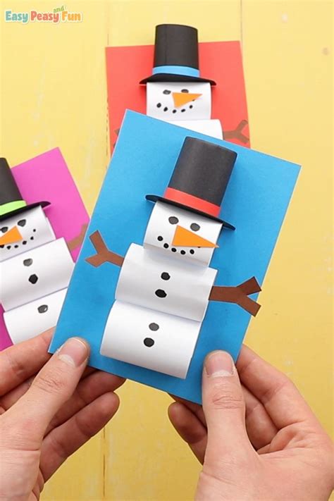 How To Make A Paper Snowman Craft Snowman Crafts Christmas Card