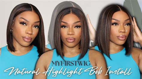 natural highlight bob no plucking no glue needed 😍ft myfirstwig youtube