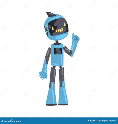 Friendly Robot Pointing With Forefinger Cute Personal Robotic