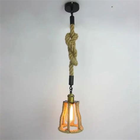 Creative Diy Retro Rope Pendant Light Loft Vintage Lamp Restaurant