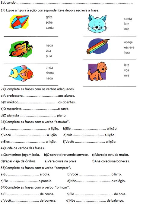 Atividades Com Verbos 3 Ano Com Gabarito