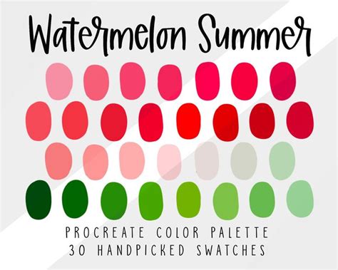 Watermelon Summer Procreate Color Palette Color Swatches Etsy Color