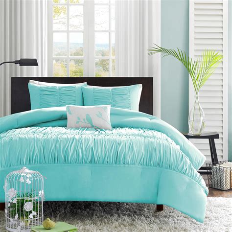 Read customer reviews on twin and other comforters & sets at hsn.com. CHIC TEAL BLUE RUFFLED RUCHED GIRLS COMFORTER SET & PILLOW ...
