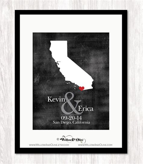 Personalized Wedding Map 1 Bride And Groom Date And Location Any State