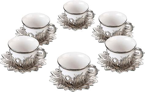 Luxury Porcelain Turkish Coffee Cups Set Of With Saucers Oz