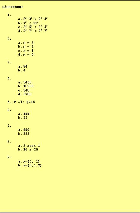 Subiecte Teza Matematica Clasa 5 Sem 1 Varianta 3 Raspunsuri