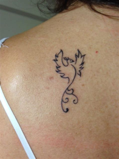 Fineline Phoenix Tattoo On Back Shoulder Blurmark