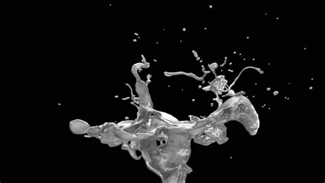 Liquid Silver Splashes In Slow Motion Isolated On Black Full Hd