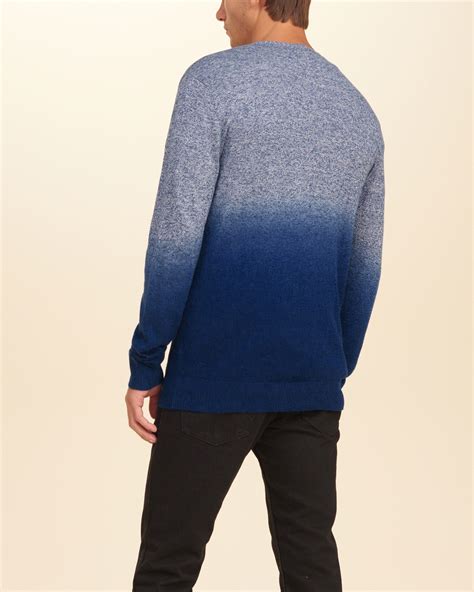 Hollister Cotton Dip Dye Crew Icon Sweater In Blue For Men Lyst