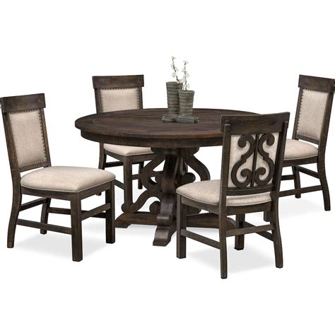 Charthouse Round Dining Table And 4 Upholstered Side Chairs American