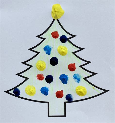 Diy Fingerprint Christmas Tree Card Early Education Zone