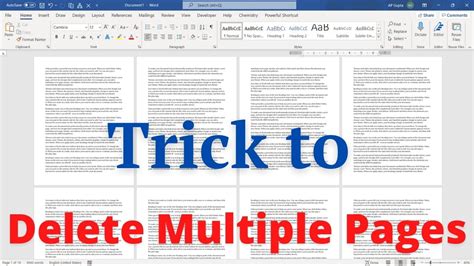 Shortcut To Delete Multiple Page Range Of Pages In Ms Word
