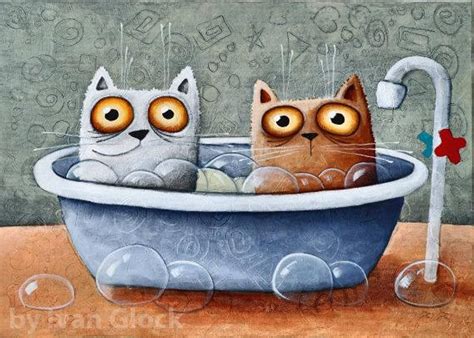 Cats In The Bathroom Cat Print Print Of Original Art Image 0 Original