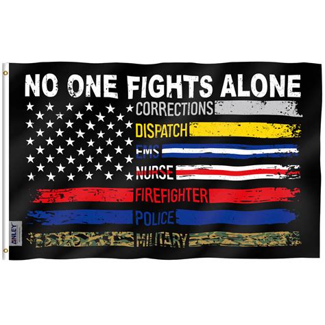 Anley Fly Breeze 3x5 Foot No One Fights Alone Flag Vivid Color And