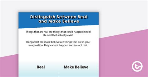 Distinguish Between Real And Make Believe Poster Teach Starter