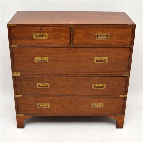 Antique Campaign Style Mahogany Chest Of Drawers Marylebone Antiques