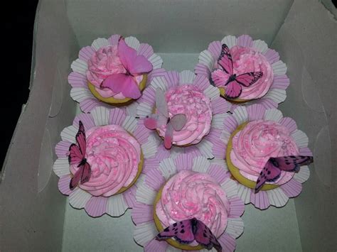 Butterfly Cupcakes With Edible Butterflies And Garnished With Edible