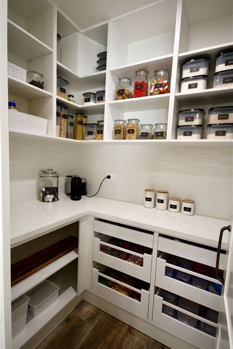 Walk In Pantry Custom Built Walk In Pantry With A Stone Bench Top And