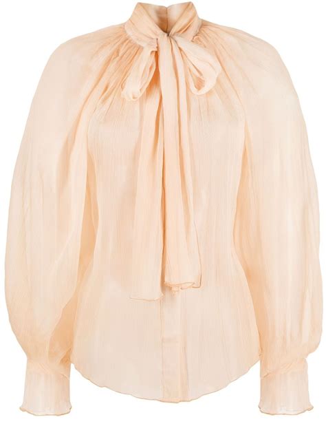 atu body couture sheer silk pussy bow blouse farfetch