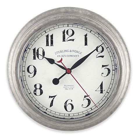 Sterling And Noble Galvanized 10 Inch Wall Clock In Silver Bed Bath And