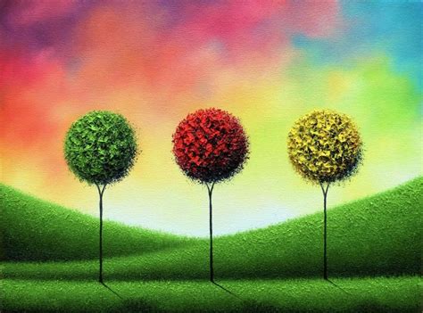 Original Art Abstract Tree Painting Textured Oil Painting