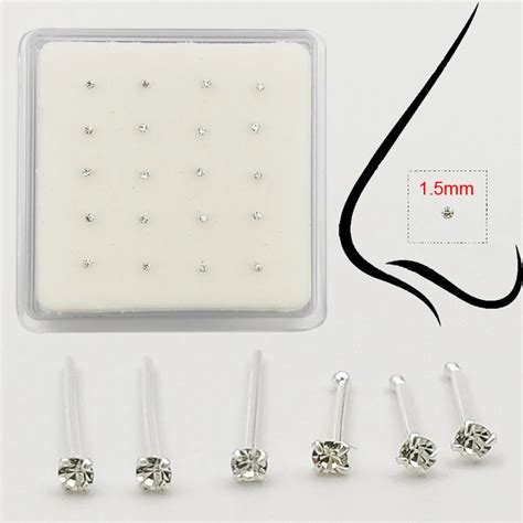 925 Sterling Silver 15mm Nose Stud Tiny Nose Pin Piercing Nariz