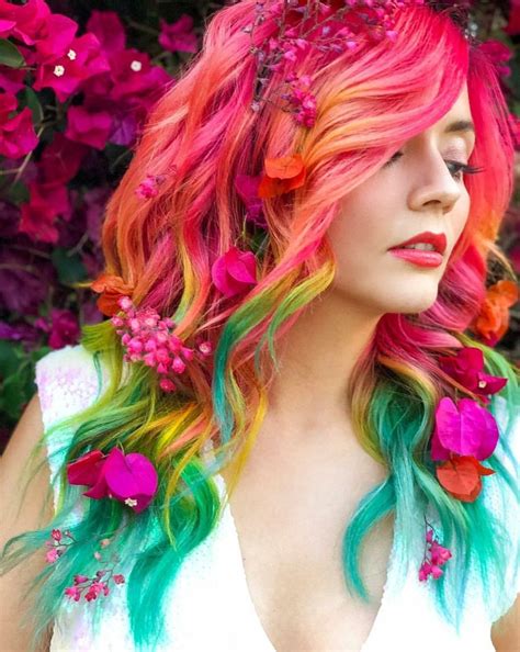 Wow Colorful And Bright 💗 💜💚💙 Hair Dyedhair Bright Hair Mermaid