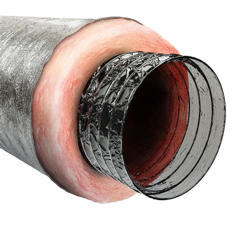 Master Flow Insulated Flexible Duct R6 Fiberglass Silver Jacket 8 Inch