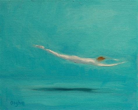 Swimmer Pool Original Artwork Giclee Archival Print Nude Female Oil Painting Impressionism Diver
