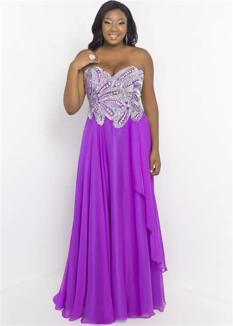 Blush 9056w Plus Size Chiffon Evening Gown Dresses Beaded Bodice