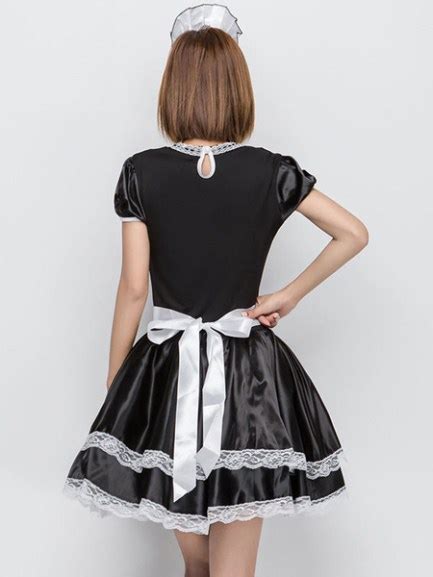 Maid Costume Lace Ruffle Bow Apron Headwear Dress Servant Girl Power