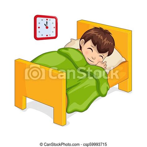Sleeping Boy In Bed Isolated Vector Illustration Sleeping Boy In Bed